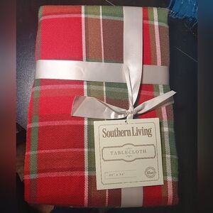 Southern Living Festive Red and Green Table Cloth, 60x84, 100% Polyester